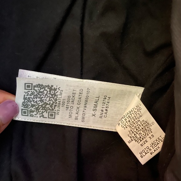 True Religion waxed denim lined black vegan leather black motorcycle jacket xs - Picture 11 of 12